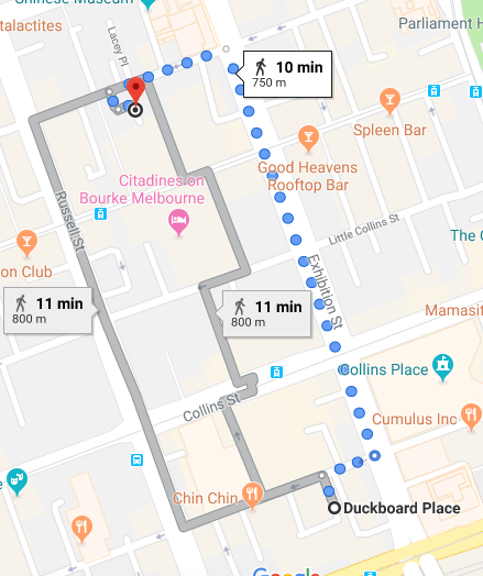 Map from Duckboard Place to Croft Alley.