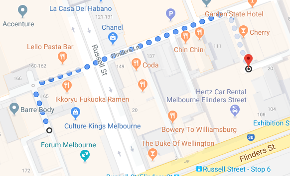 Map from Hosier Lane to ACDC Lane