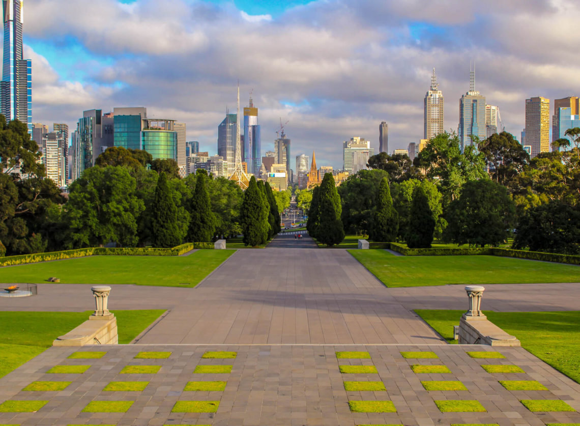 View of the city from the Shrine of Remembrance