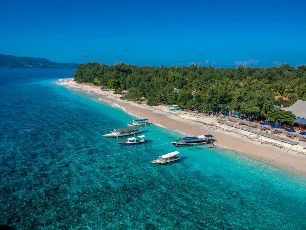 View from above of the Gili Air water