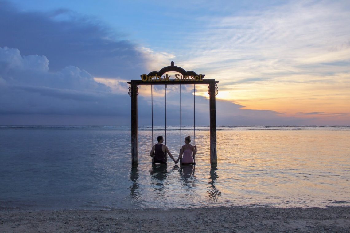 Gili T swings at sunset