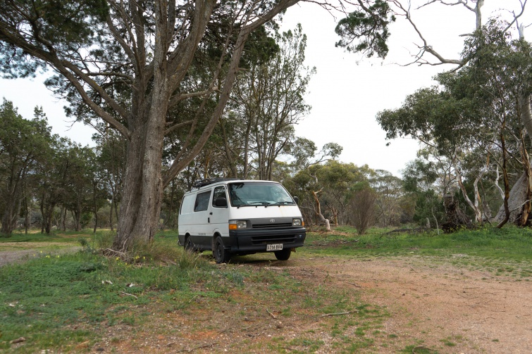 campervan in the woods