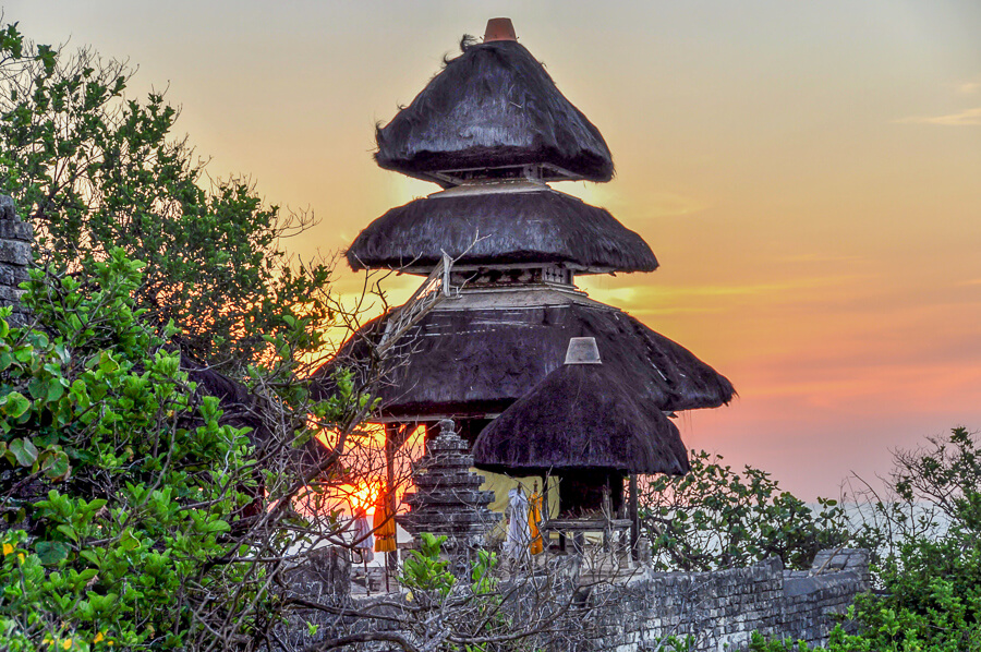 Sunset skies above Uluwatu temple.