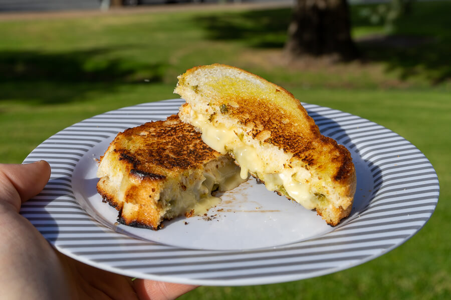 brie and pesto toasted sandwich