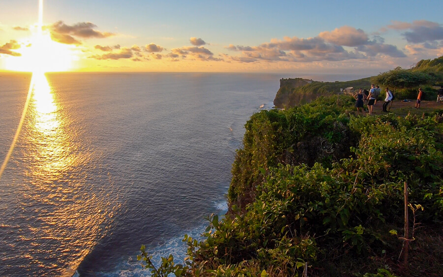 Sunsets over the sea at Karang Boma cliff.