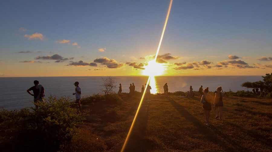 Crowds gather at Karang Boma cliff to watch the sun set.