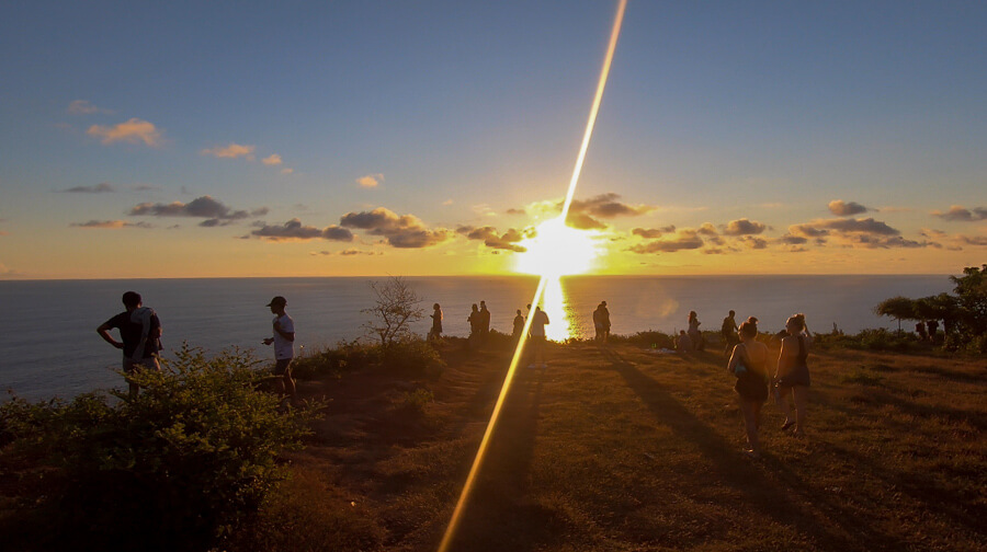 Crowds gather at Karang Boma to watch the sun set.