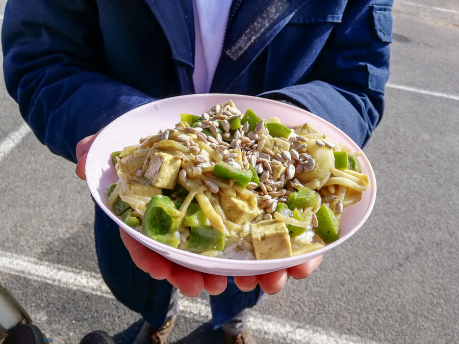 A bowl of Thai Green Curry with tofu