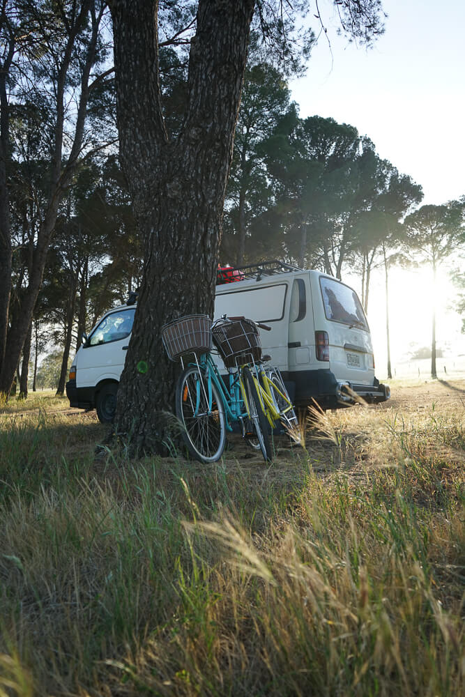 campervan in the barossa valley and bikes