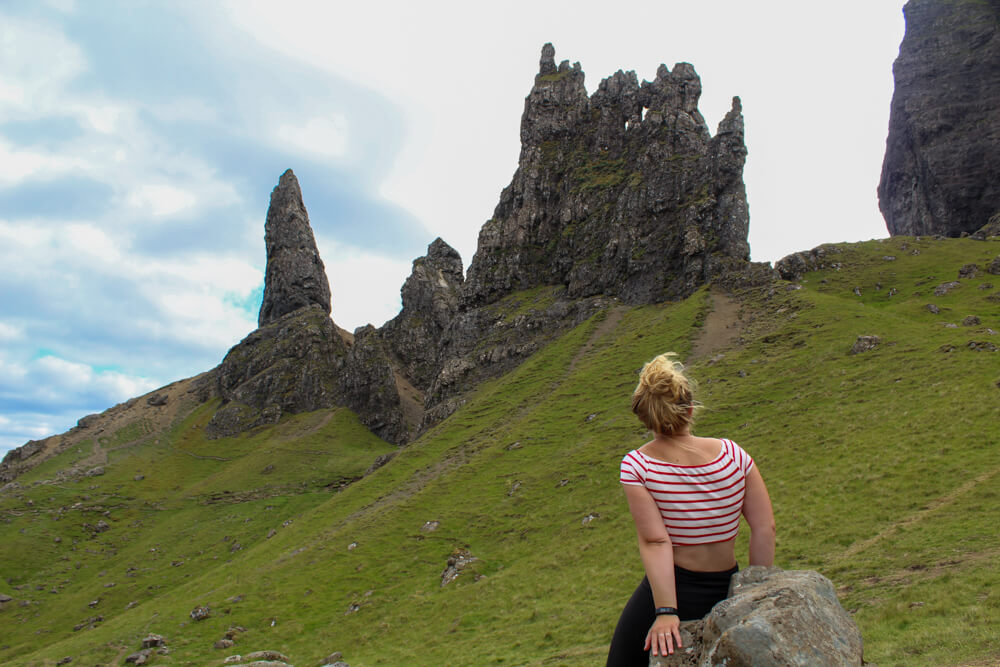 gemma looking at the old man of storr