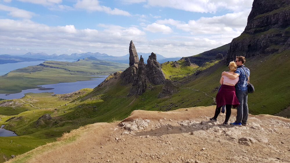 Gemma and Campbell at Old Man of Storr Isle of Skye