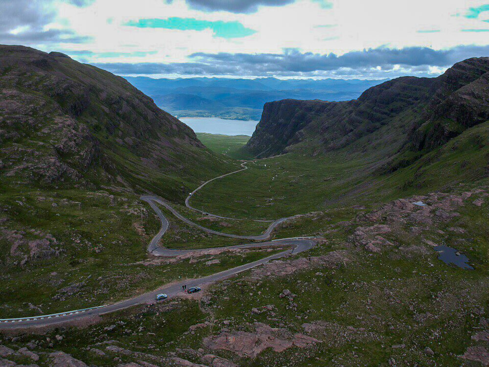 View of Bealach na Ba Pass from above