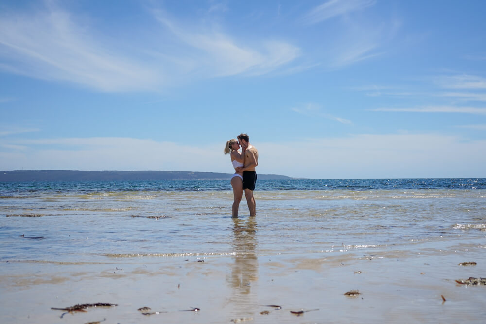 in the water at brown beach