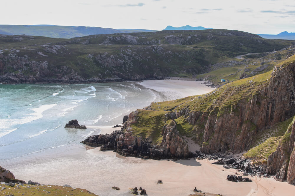 Views of Ceannabeine Beach from the walking trail.