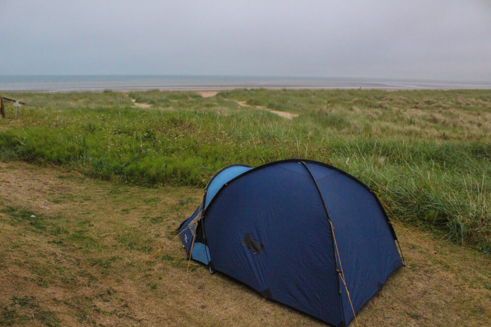 Our choice of wild camping spot at Dornoch Beach.