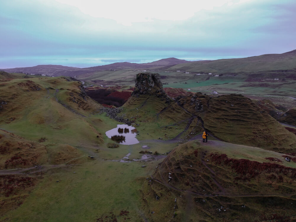 drone view of the fairy glens