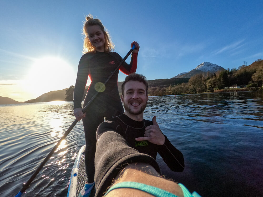 Gemma and Campbell out on an SUP.