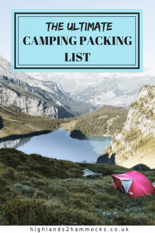 camping packing list pin image