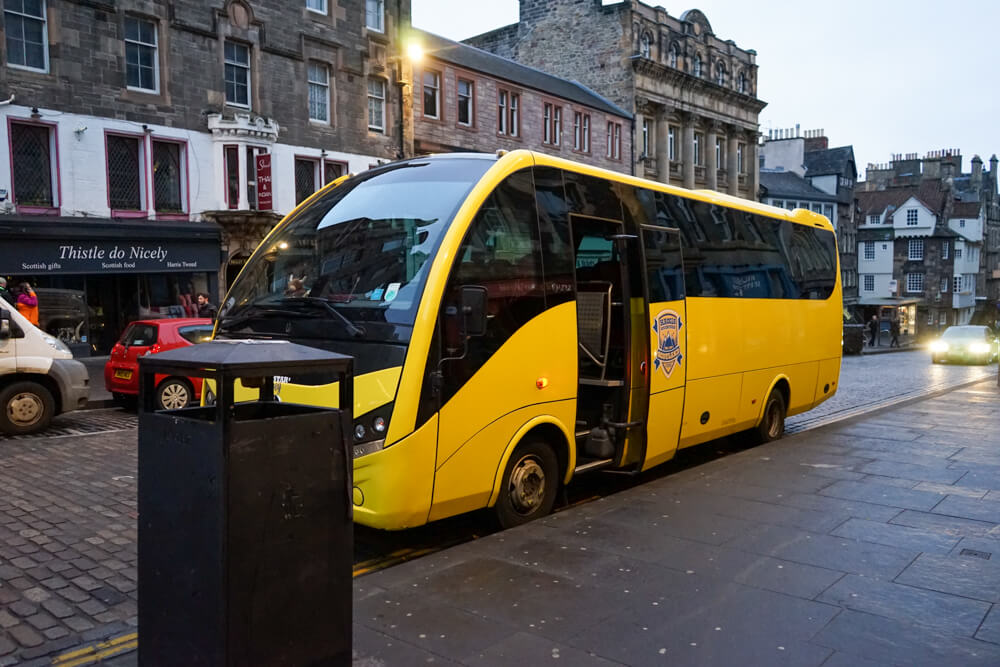 the big yellow bus of Haggis Adventures.