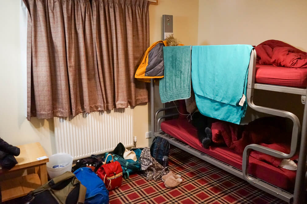 Our small and comfortable room for the night at Morag's Lodge Hostel.