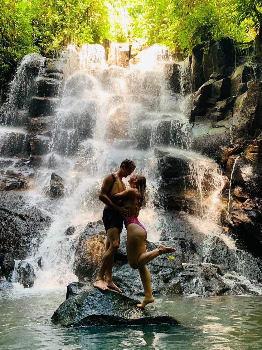 gemma and campbell at kanto lampo waterfall