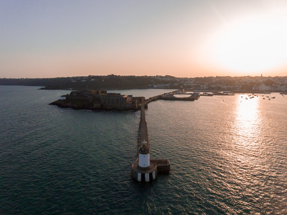 castle cornet sunset drone