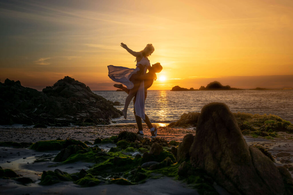 gemma and campell cobo beach sunset