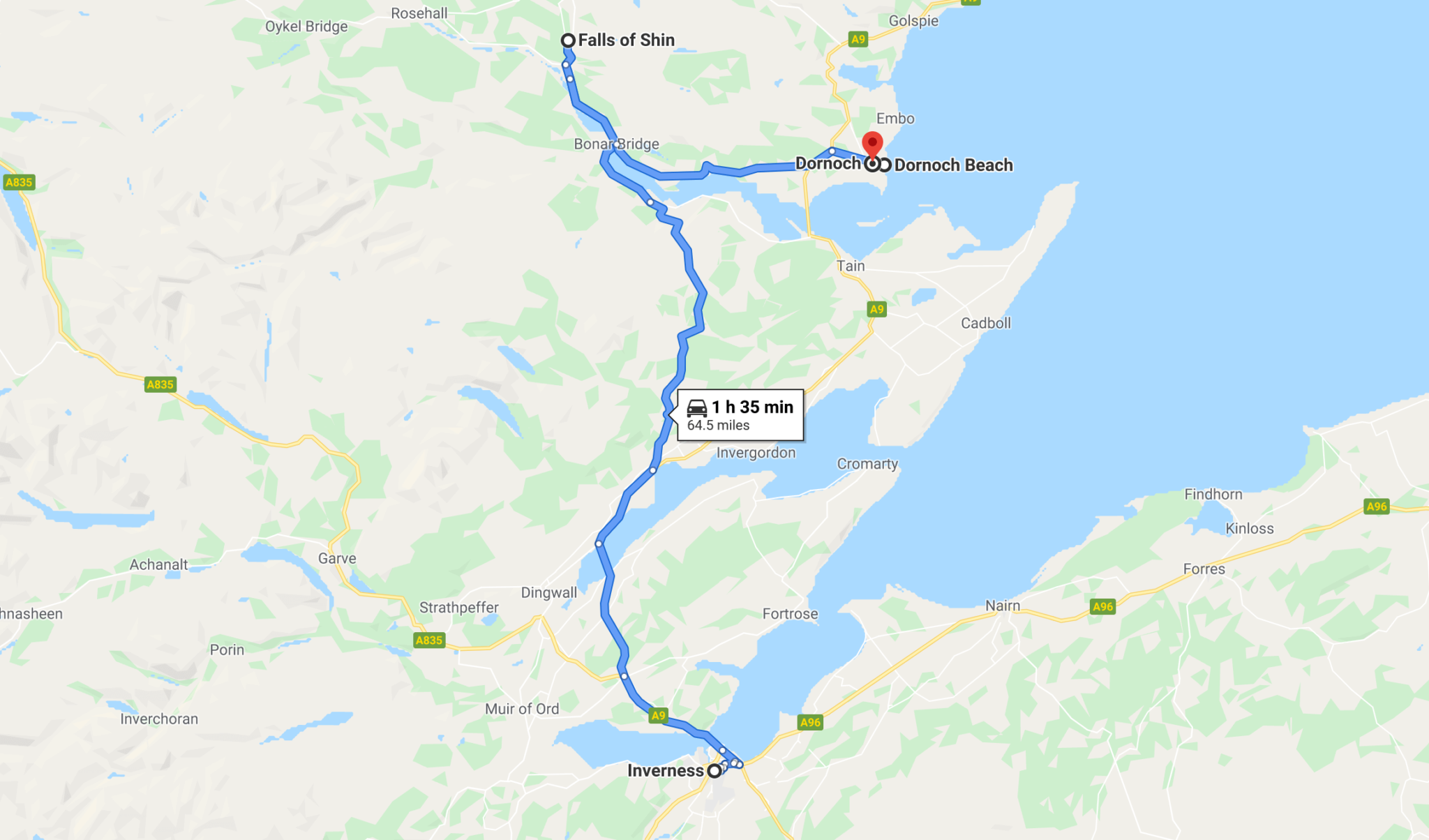 travel inverness to dornoch