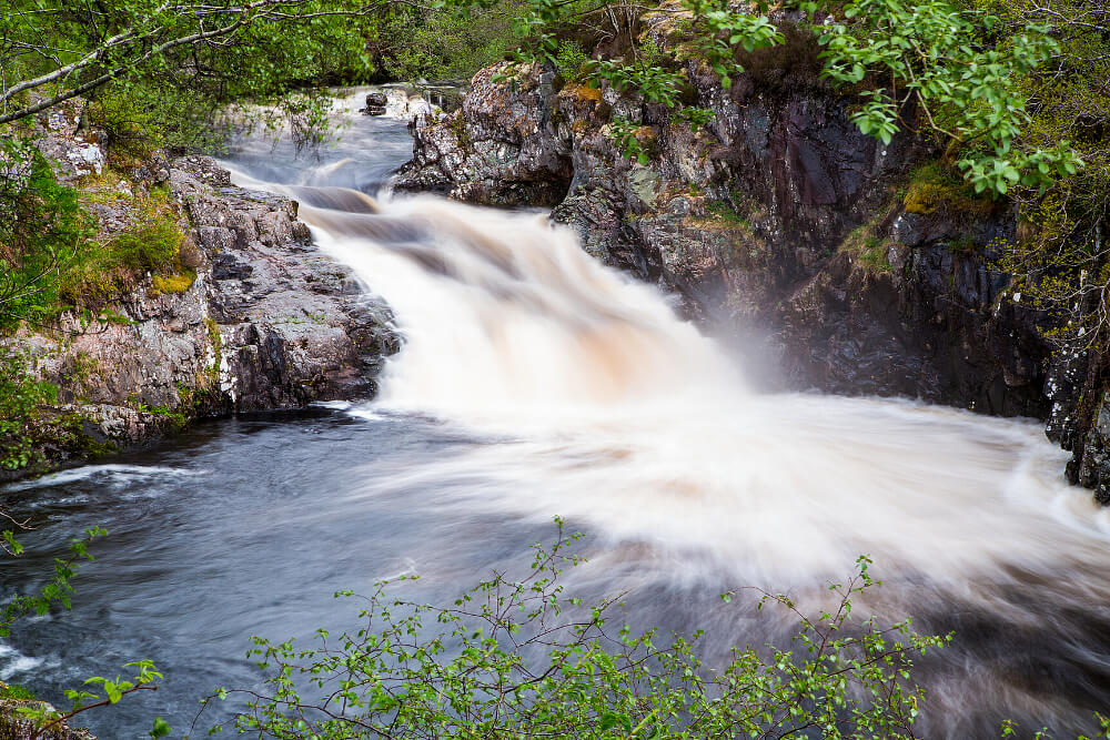 smooth water at the falls of shin