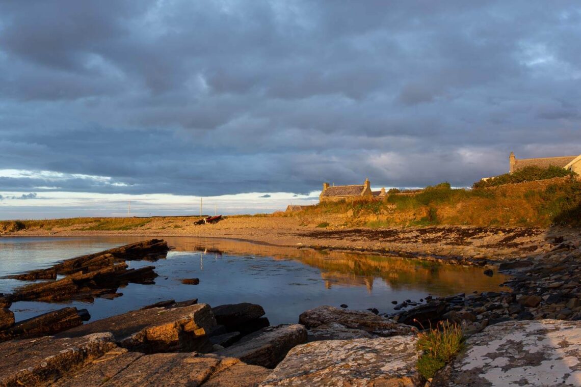 beach at sunset in orkney