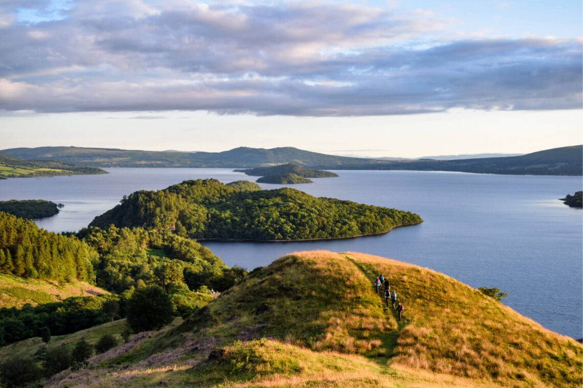 The stunning view of Loch Lomond from the top of Conic Hill.
