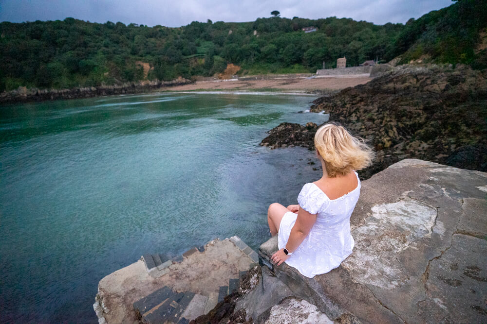 Gemma looking over Fermain Bay Guernsey