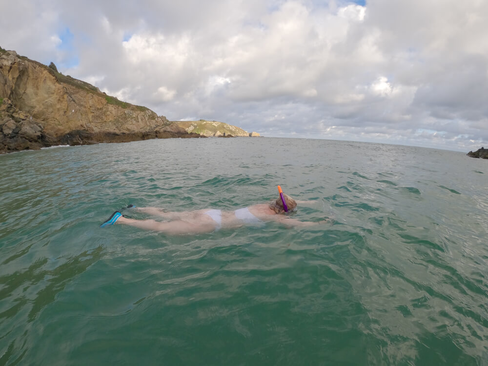 gemma swimming in Petit Bot Bay 