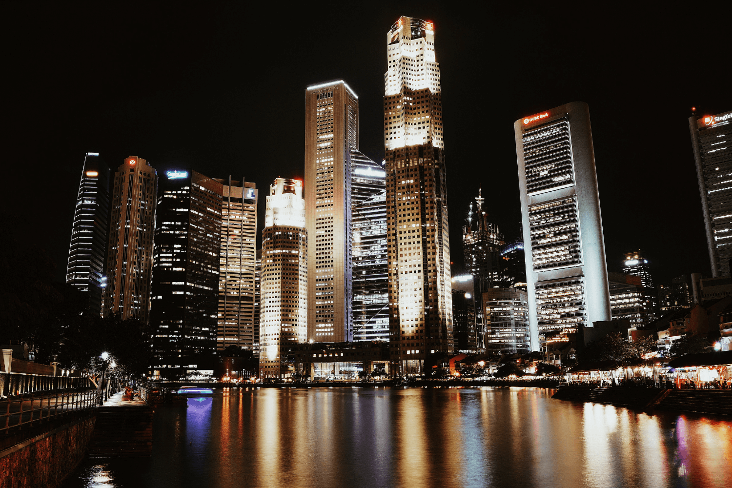 singapore buildings at night