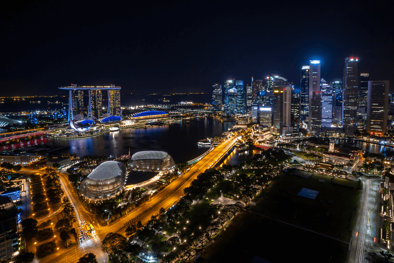 singapore from above at night
