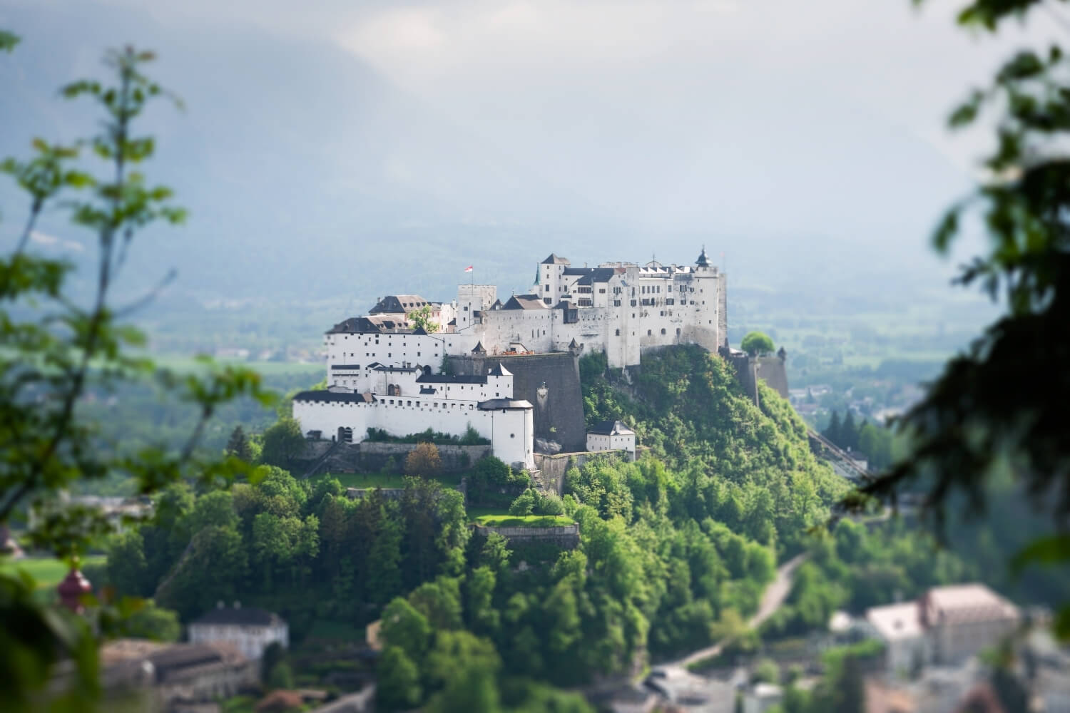 Hohensalzburg Castle sitting high above Salzburg