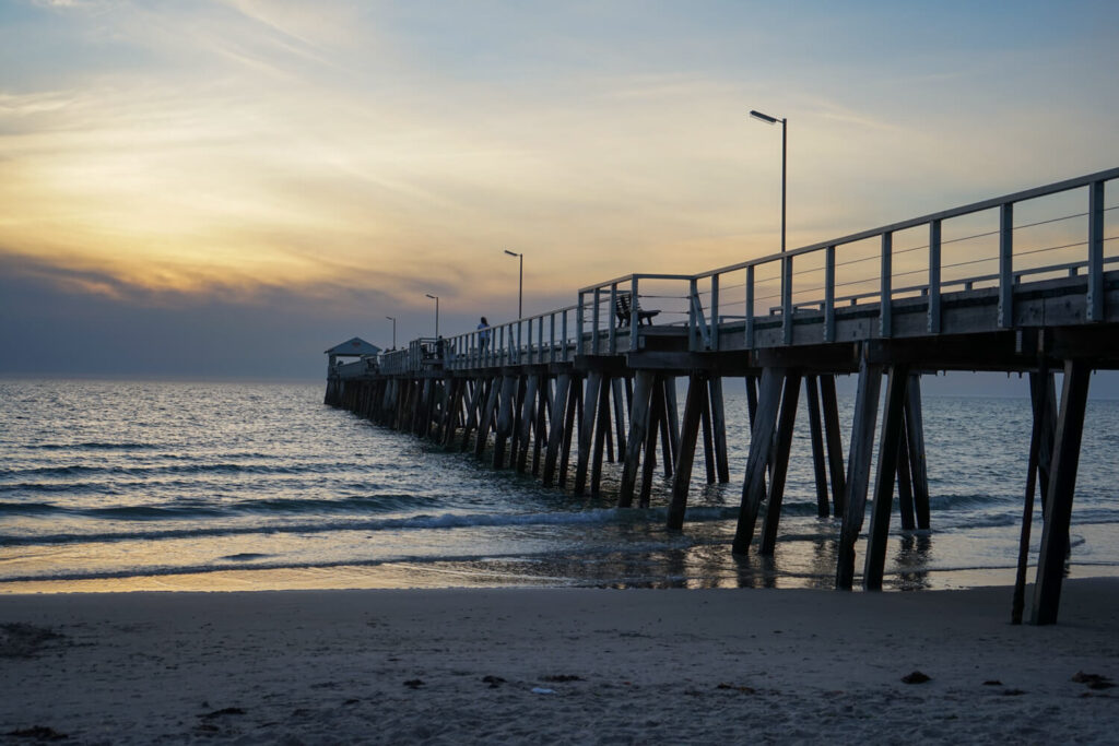 a sunset shot of Glenelg pier