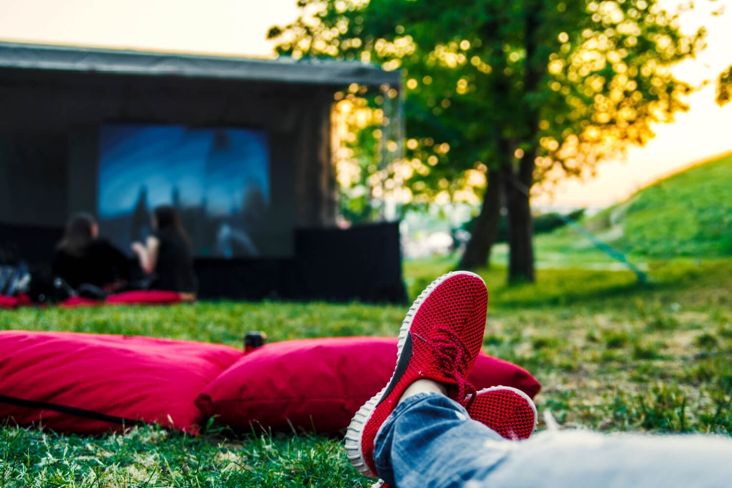 Relax and wind down at the end of the day with a movie in the fresh air. 