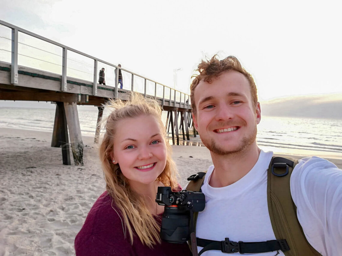 Enjoying the last of the day's light at Glenelg Beach in Adelaide. 