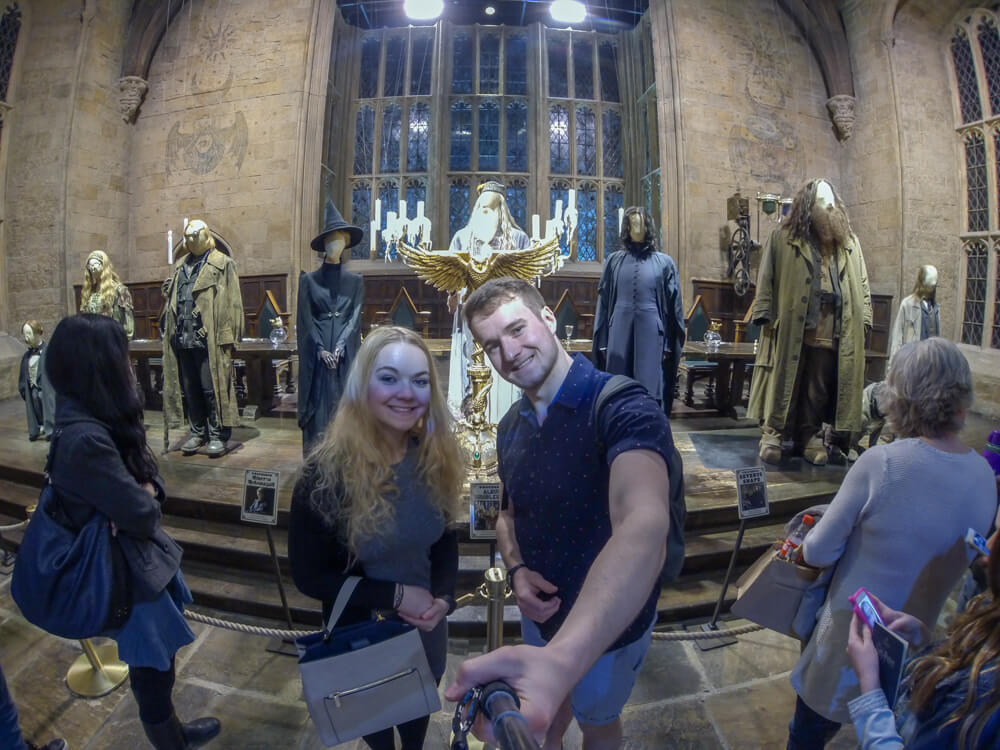 a selfie at the top of the great hall in harry potter.