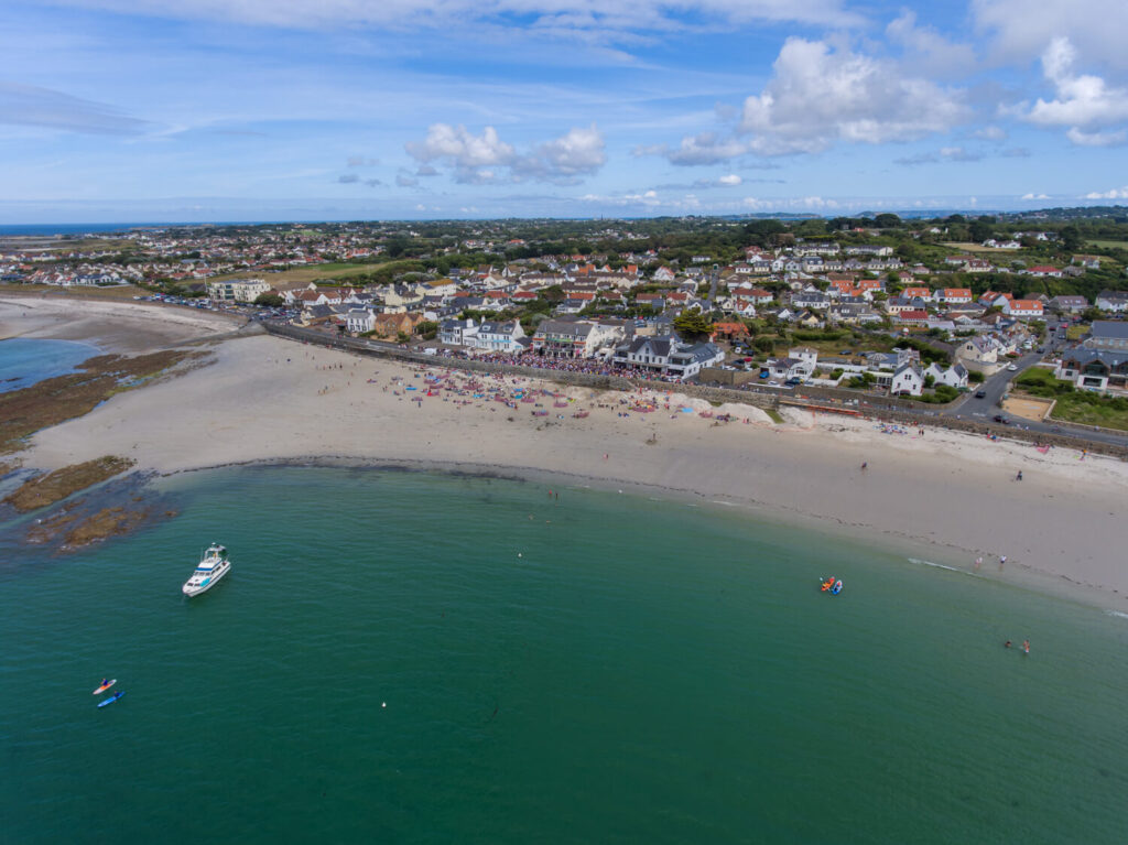 drone photo of cobo bay