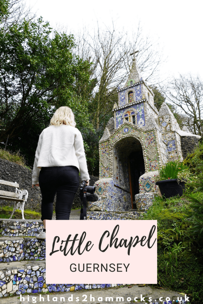 girl walking towards little chapel