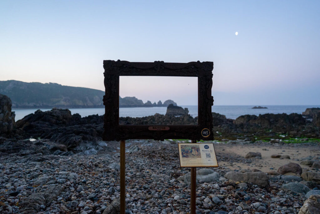 steel frame on stoney beach