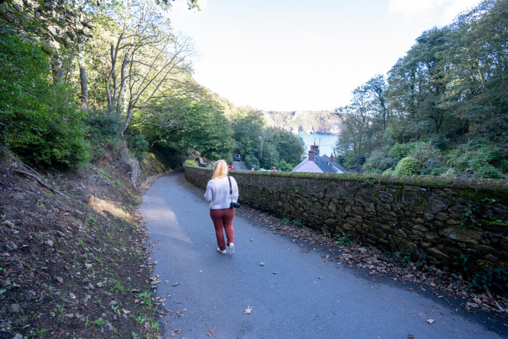 girl walking down path