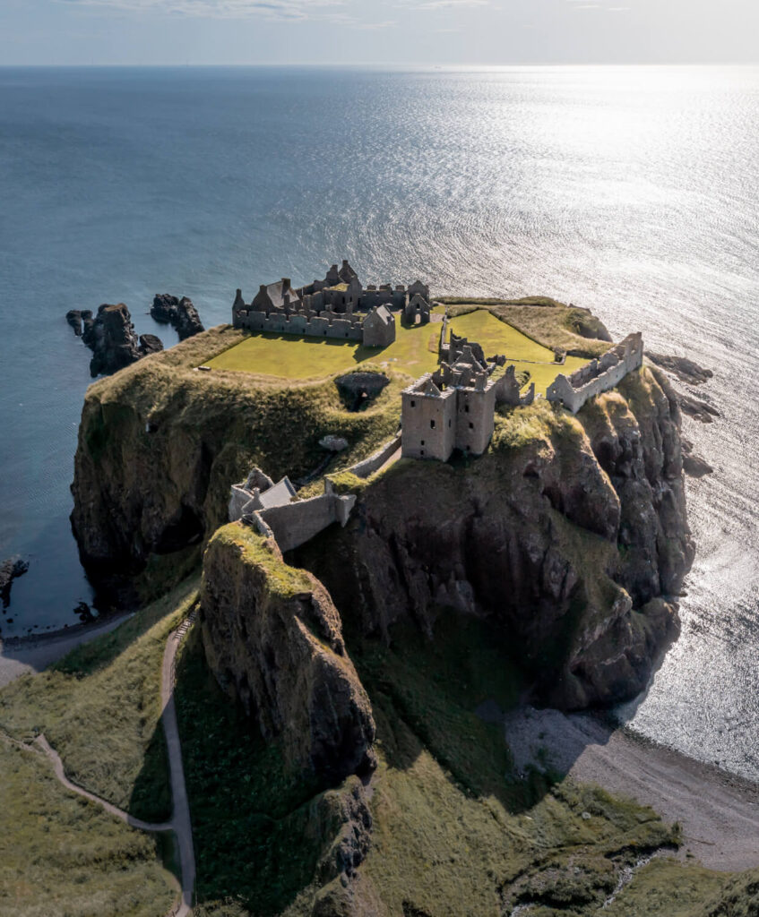 dunnotar castle drone photo