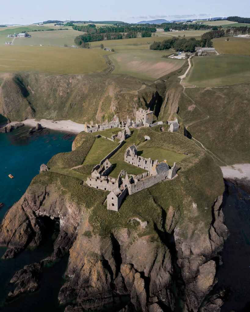 dunnotar castle drone photo