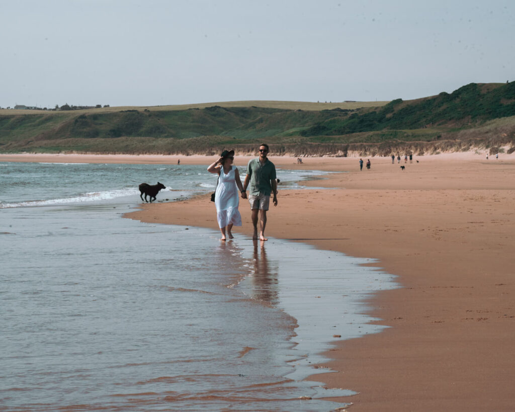 couple walking on beach