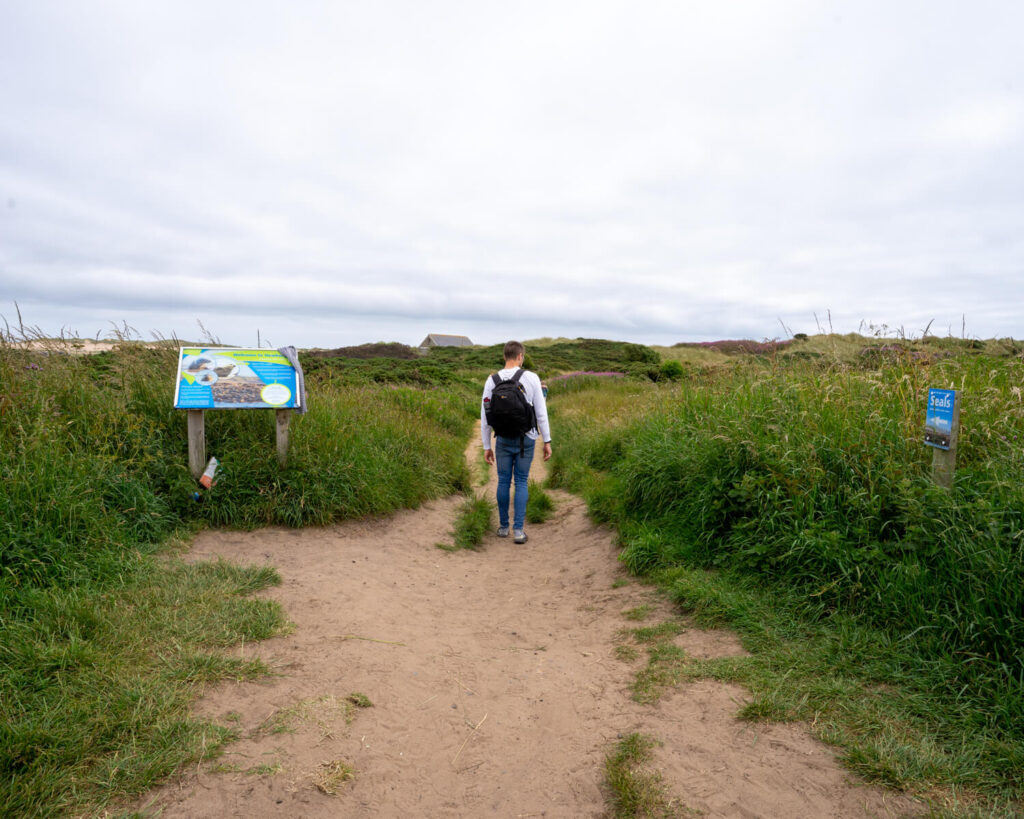 man walking to newburgh beach