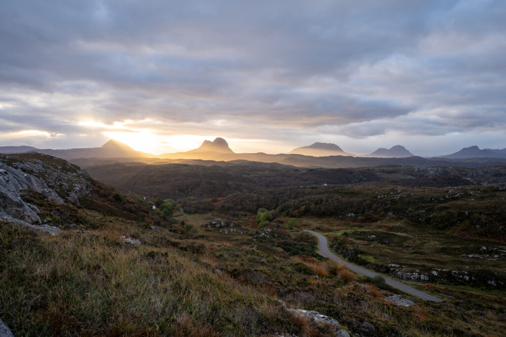 assynt viewpoint at sunrise