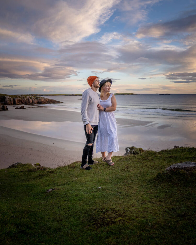 couple on ceannabeinne beach